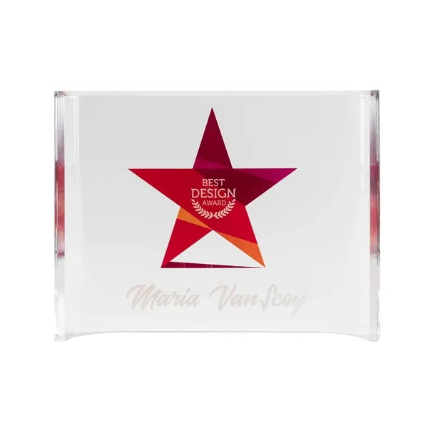 6" x 8" self-standing large acrylic award with elegant laser or... from ASI 68507 The Magnet Group / Benchmark Crystal & Clocks