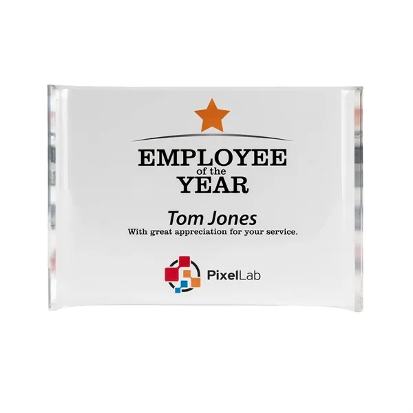 7" x 10" self-standing extra-large acrylic award with elegant laser or... from ASI 68507 The Magnet Group / Benchmark Crystal & Clocks