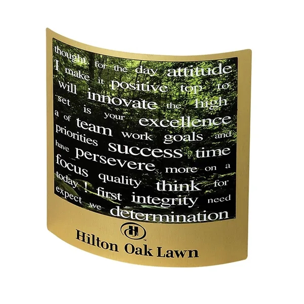 5" x 5" metal arc-shaped award with stock magnets.... from ASI 68507 The Magnet Group