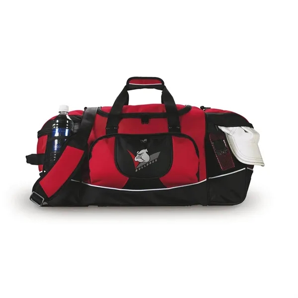 Rolling duffel bag with mesh pockets, numerous zippered pockets, 15" telescoping... from ASI 68507 The Magnet Group / The Bag Factory®