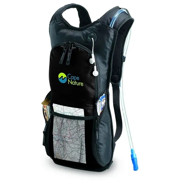 Polyester and ripstop hydration pack with 2 liter water reservoir.... from ASI 68507 The Magnet Group / The Bag Factory®