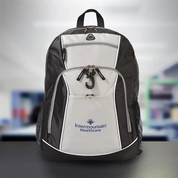 600D polyester and ripstop fabric backpack with multiple pockets and adjustable... from ASI 68507 The Magnet Group / The Bag Factory®