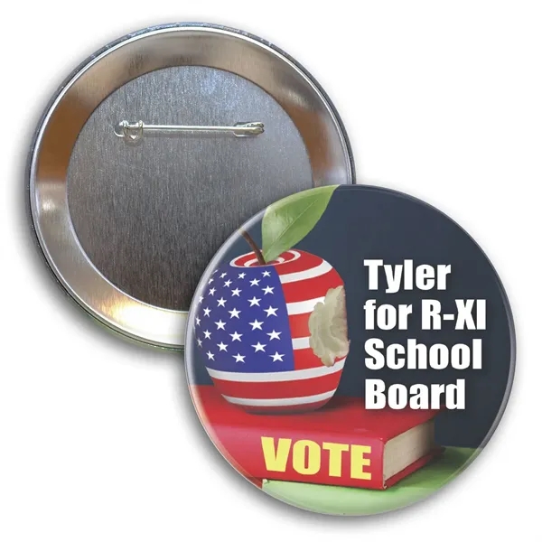 3" diameter round button with safety pin backing and full color... from ASI 68507 The Magnet Group / Innovations by Magnet™