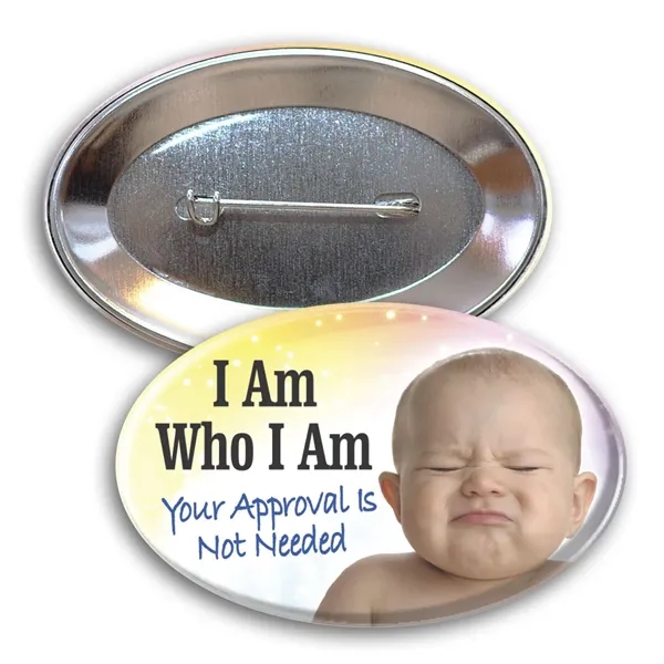 1.75" x 2.75" oval shaped button with safety pin backing and... from ASI 68507 The Magnet Group / Innovations by Magnet™