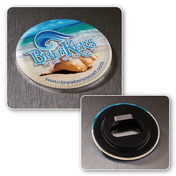 Bottle opener button with customizable top.... from ASI 68507 The Magnet Group / Innovations by Magnet™
