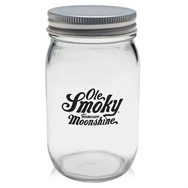 16 oz. canning Mason jar with secure aluminum lid.... from ASI 68507 The Magnet Group / Benchmark Crystal & Clocks