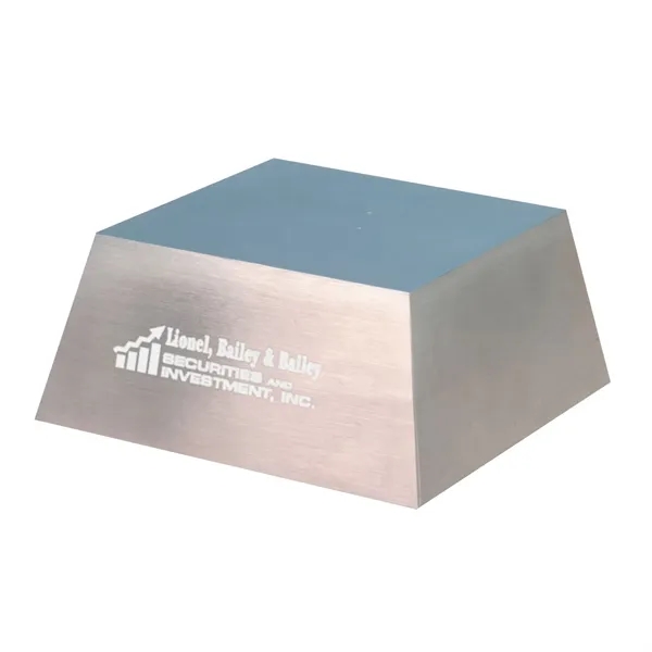 4.5" x 1.5" x 4.5" silver metal slanted award base.... from ASI 68507 The Magnet Group