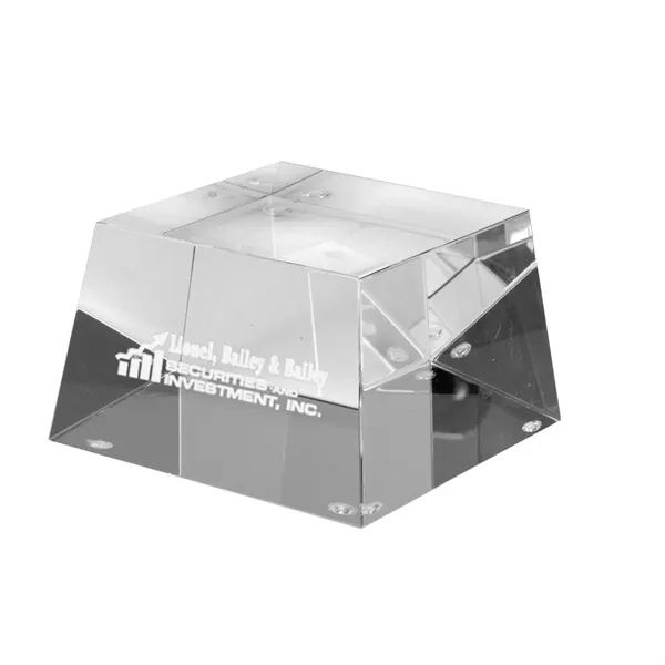 3.25" x 2.0" x 3.25" optically perfect glass base for awards.... from ASI 68507 The Magnet Group / Benchmark Crystal & Clocks