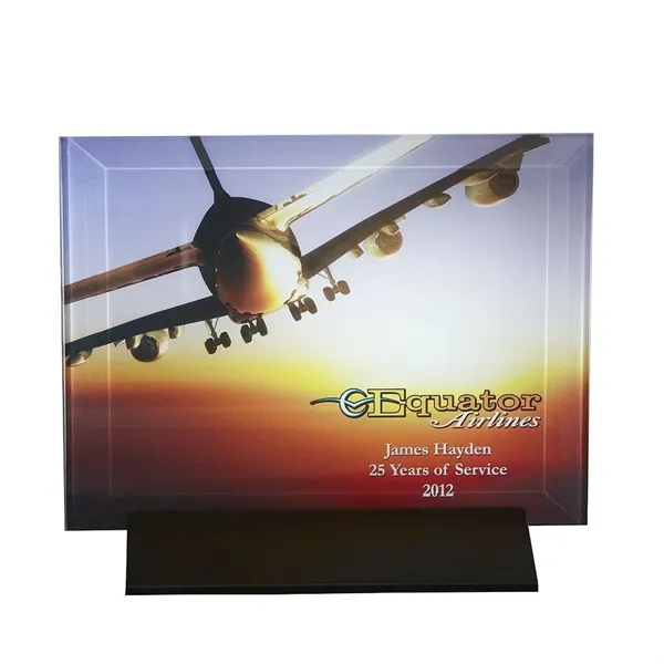 8" x 6" x 3" glass award with horizontal orientation, beveled... from ASI 68507 The Magnet Group / Benchmark Crystal & Clocks