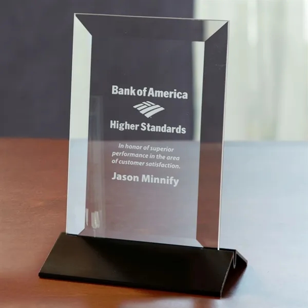 6" x 4" x 3" glass award with vertical orientation, beveled... from ASI 68507 The Magnet Group / Benchmark Crystal & Clocks