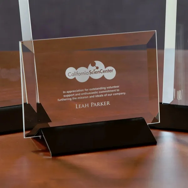 4" x 6" x 3" glass award with horizontal orientation, beveled... from ASI 68507 The Magnet Group / Benchmark Crystal & Clocks