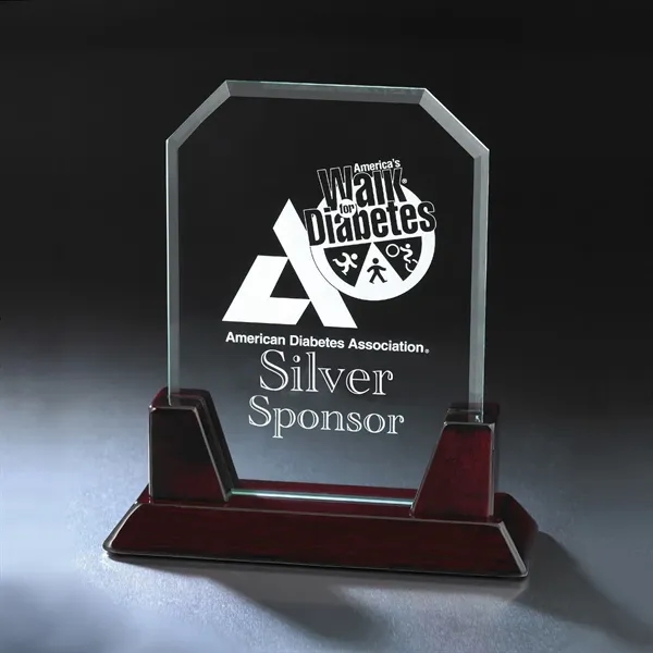 8" x 7" x 3" award with a rectangular glass plaque,... from ASI 68507 The Magnet Group / Benchmark Crystal & Clocks