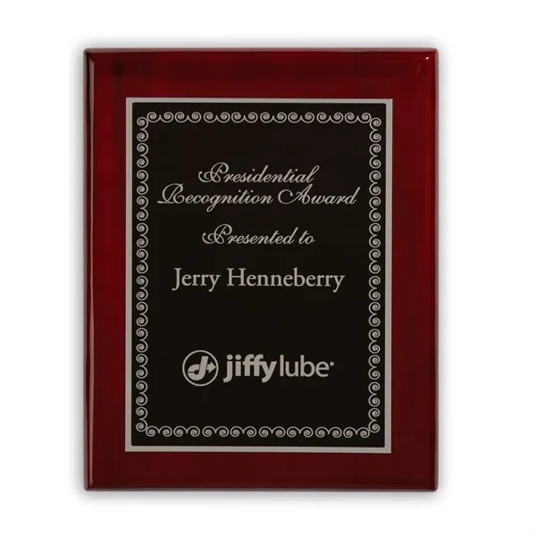 8" x 10" recognition plaque with polished rosewood border and finely... from ASI 68507 The Magnet Group / Benchmark Crystal & Clocks