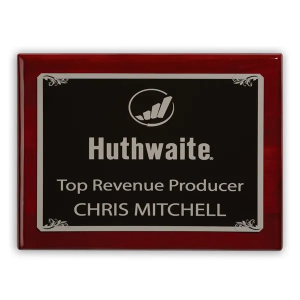 9" x 12" recognition plaque with polished rosewood border and finely... from ASI 68507 The Magnet Group / Benchmark Crystal & Clocks