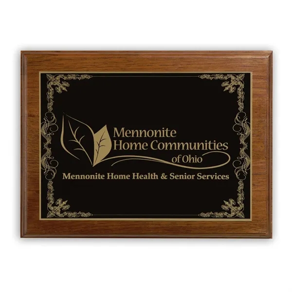 9" x 12" recognition plaque with grained walnut wood and a... from ASI 68507 The Magnet Group / Benchmark Crystal & Clocks