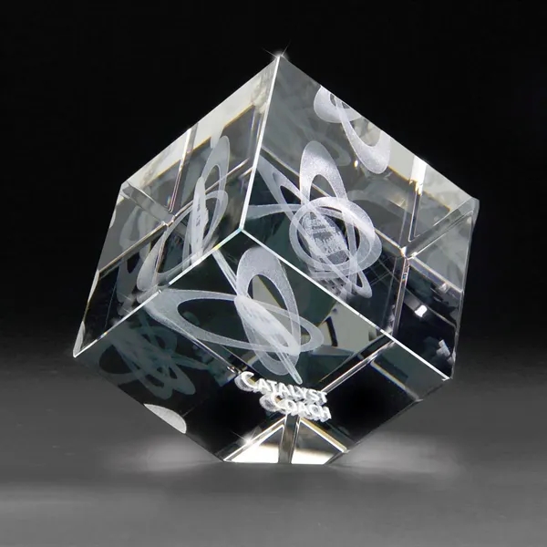 Optical 3D crystal cube award with beveled edges.... from ASI 68507 The Magnet Group / Benchmark Crystal & Clocks