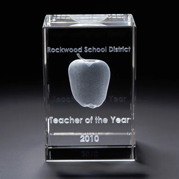 4.75" x 3.13" x 2.38" optical 3D crystal award with free-standing... from ASI 68507 The Magnet Group / Benchmark Crystal & Clocks