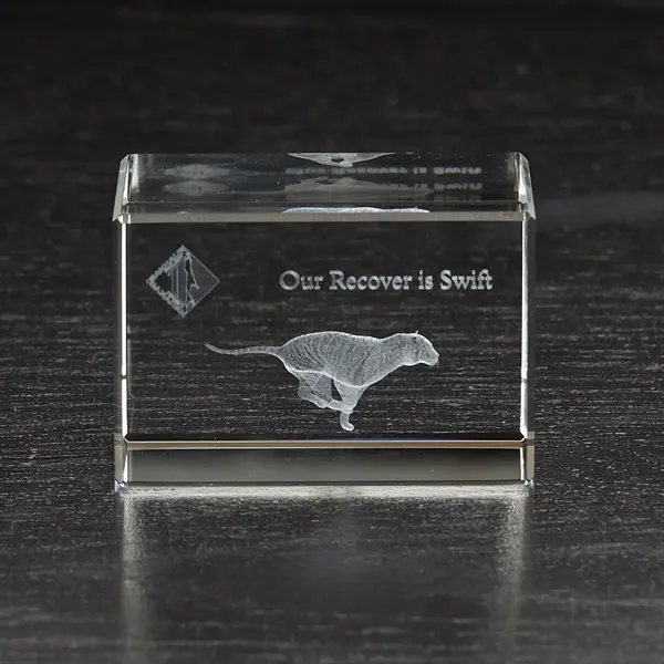 1.5" x 2.25" x 1.5" small block 3D crystal award.... from ASI 68507 The Magnet Group / Benchmark Crystal & Clocks
