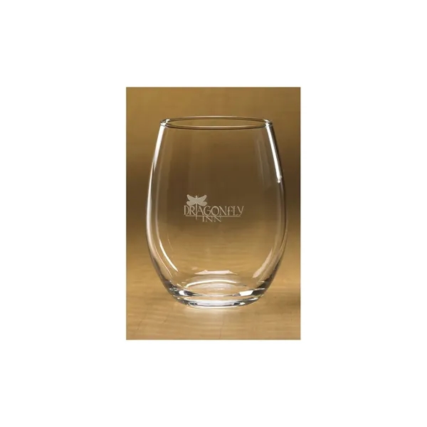 Stemless white wine glass with 15 oz. capacity and customization options.... from ASI 68507 The Magnet Group / Benchmark Crystal & Clocks