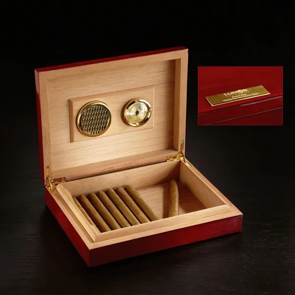 Rosewood humidor with a built-in hygrometer, humidifier and Spanish cedar interior.... from ASI 68507 The Magnet Group / Benchmark Crystal & Clocks