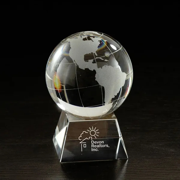 4.5" x 3" x 3" optically perfect globe award that sits... from ASI 68507 The Magnet Group / Benchmark Crystal & Clocks