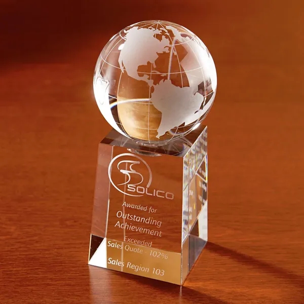 5" x 2" x 2" optically perfect crystal award with rotating... from ASI 68507 The Magnet Group / Benchmark Crystal & Clocks