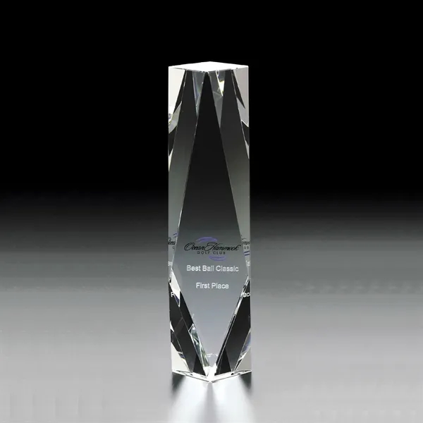 10" x 2.5" x 1.75" hand cut, polished and multi-faceted award... from ASI 68507 The Magnet Group / Benchmark Crystal & Clocks