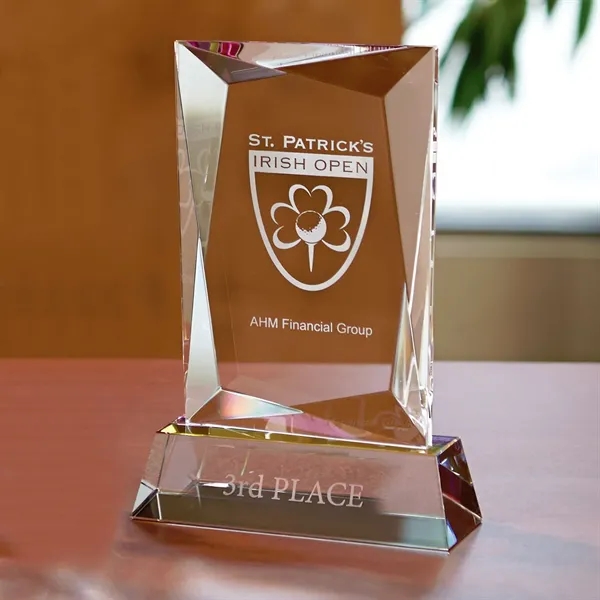 5.5" x 3.5" x 1.75" optically perfect crystal award with a... from ASI 68507 The Magnet Group / Benchmark Crystal & Clocks