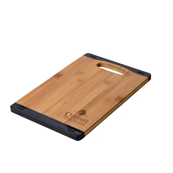 13.25" x 8.625" bamboo and silicone cutting board with built-in handle.... from ASI 68507 The Magnet Group / Benchmark Crystal & Clocks