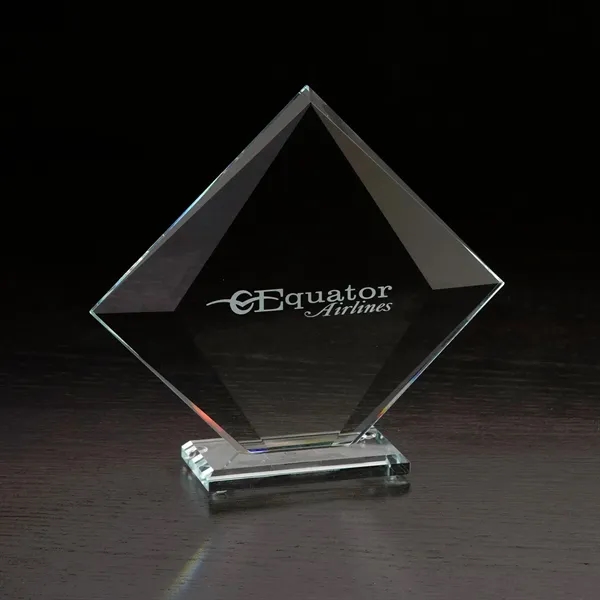 7.88" x 8.25" x 2" free-standing clear glass award with beveled... from ASI 68507 The Magnet Group / Benchmark Crystal & Clocks