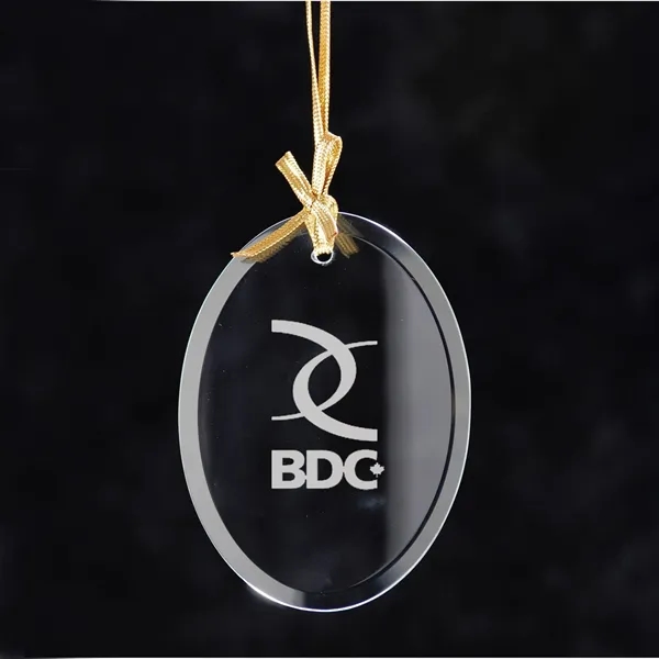 3.75" x 2.75" oval shaped jade glass ornament with customization options.... from ASI 68507 The Magnet Group / Benchmark Crystal & Clocks