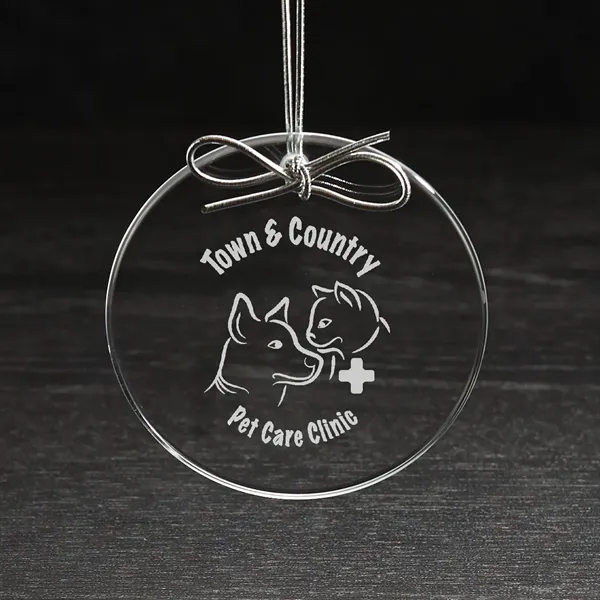 3.25" round clear glass ornament with an etched or full color... from ASI 68507 The Magnet Group / Benchmark Crystal & Clocks