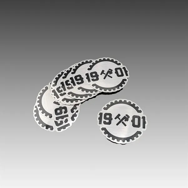 Custom Size, Shape and Print Brushed Aluminum Stickers... from ASI 92531 Unique Custom Products / UCP