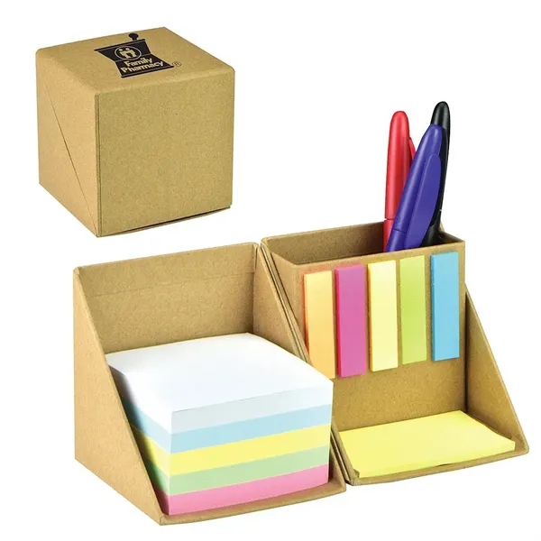 Recycled cardboard cube with 5 colors of sticky flags, 5 colors... from ASI 68507 The Magnet Group / Perfect Line