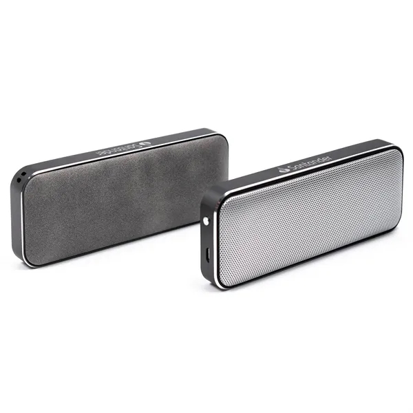 Aluminum and vegan suede 10-watt Nano Pro speaker with TWS pairing.... from ASI 68507 The Magnet Group / Innovations by Magnet™