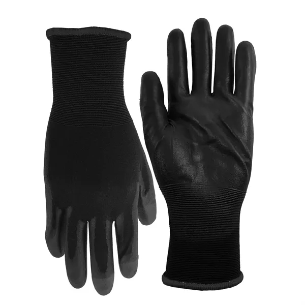 Polyester gloves with palms coated in black nitrile for puncture, snag,... from ASI 90160 Suntex Industries