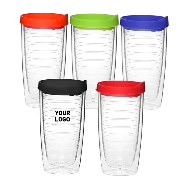 Double wall acrylic tumbler with slide closure lid of 14 oz... from ASI 37218 Athena Promo (tm)