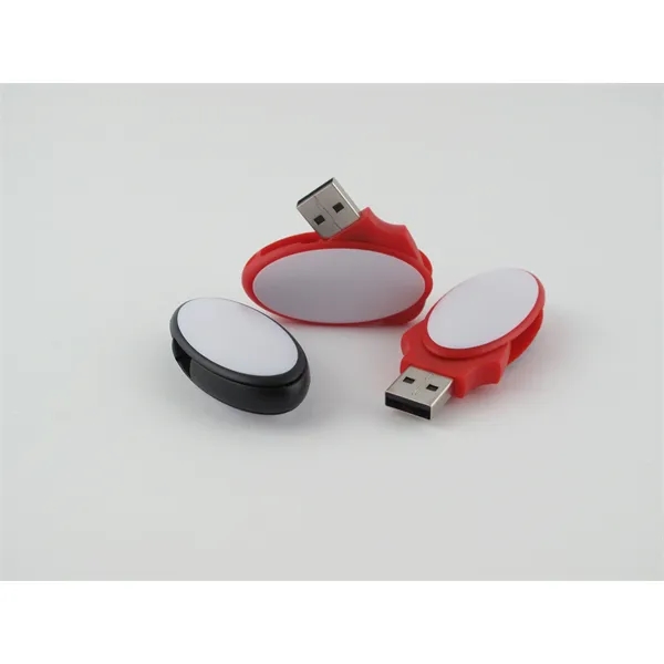 USB drive made of plastic with a unique oval shape, multiple... from ASI 63776 KTI Networks Inc / KTI Promo