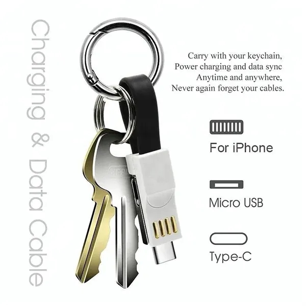 4-in-1 keychain charging cable with micro USB lightning connector and Type-C... from ASI 63776 KTI Networks Inc / KTI Promo