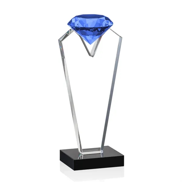 Beautiful optical crystal award that holds a blue diamond with black... from ASI 84592 St Regis Group / St Regis