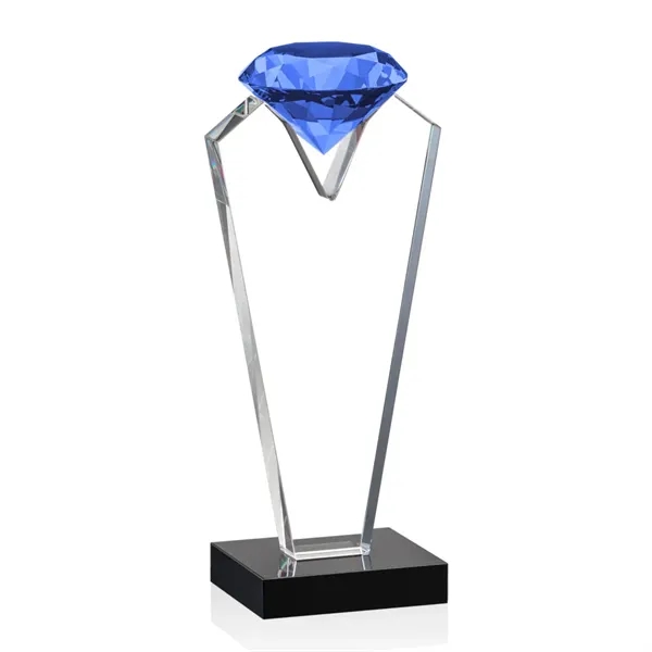 Beautiful optical crystal award that holds a blue diamond with black... from ASI 84592 St Regis Group / St Regis