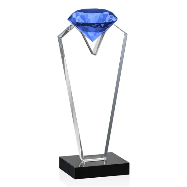 Beautiful optical crystal award that holds a blue diamond with black... from ASI 84592 St Regis Group / St Regis