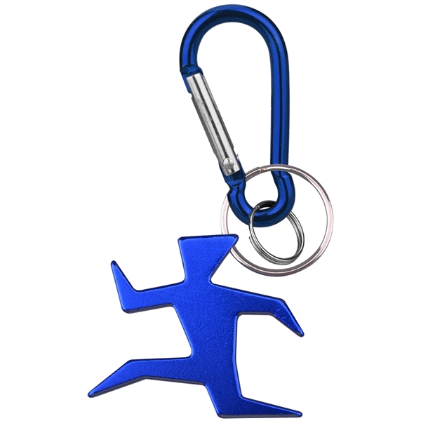 Runner shape bottle opener with key ring and carabiner... from ASI 74585 Nu Promo International / Nu Promo Line