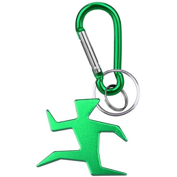 Runner shape bottle opener with key ring and carabiner... from ASI 74585 Nu Promo International / Nu Promo Line