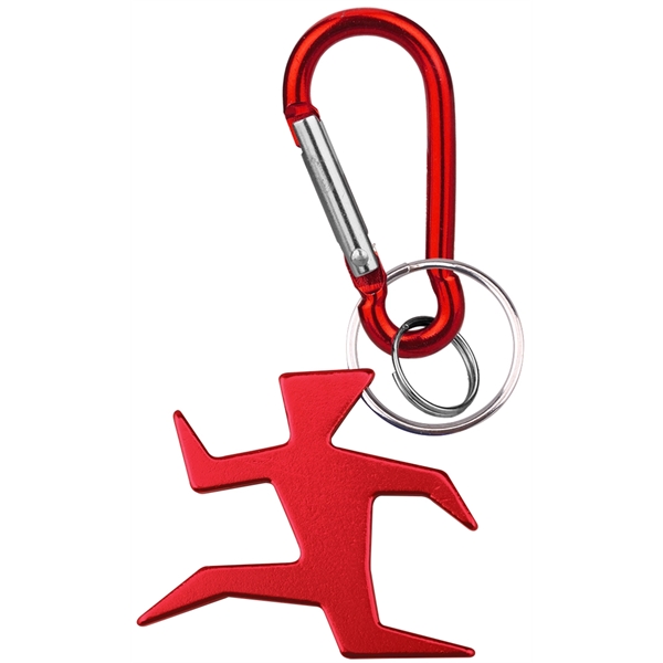 Runner shape bottle opener with key ring and carabiner... from ASI 74585 Nu Promo International / Nu Promo Line