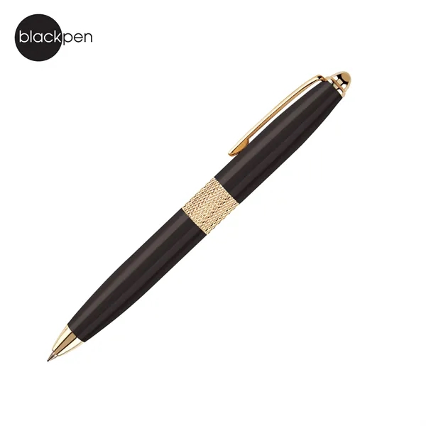 Blackpen Solid Brass Twist-Action Ballpoint Pen, Diamond-Cut Ring... from ASI 62820 International Merch Concepts