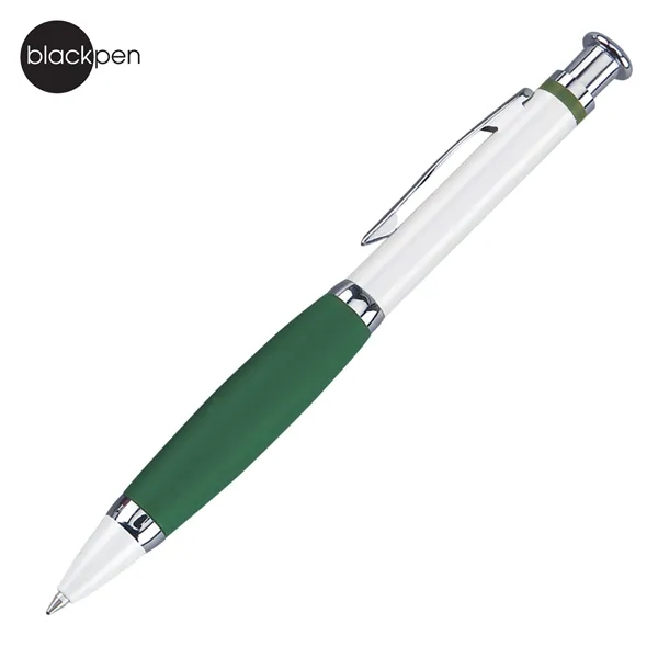 Blackpen Brass Click-Action White Ballpoint Pen, Comfort Grip, Chrome Points... from ASI 62820 International Merch Concepts