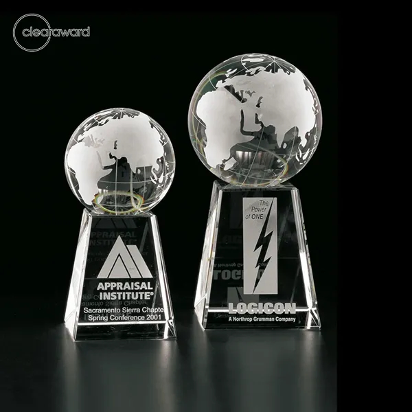 Optical crystal award, etched globe.... from ASI 62820 International Merch Concepts
