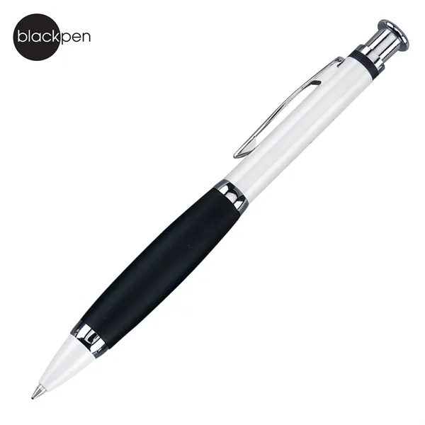 Blackpen Brass Click-Action White Ballpoint Pen, Comfort Grip, Chrome Points... from ASI 62820 International Merch Concepts