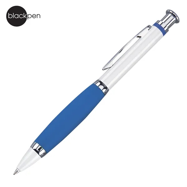 Blackpen Brass Click-Action White Ballpoint Pen, Comfort Grip, Chrome Points... from ASI 62820 International Merch Concepts
